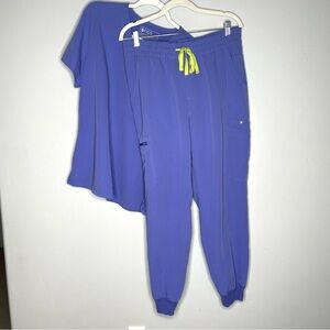 Figs Blue Joggers with Neon Accents